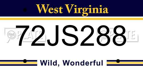 72JS288 West Virginia License Plate