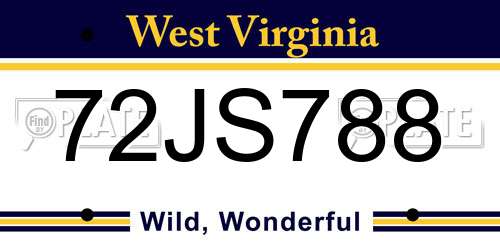 72JS788 West Virginia License Plate