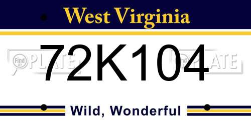 72K104 West Virginia License Plate