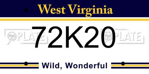 72K20 West Virginia License Plate