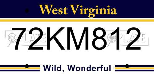 72KM812 West Virginia License Plate
