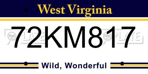 72KM817 West Virginia License Plate