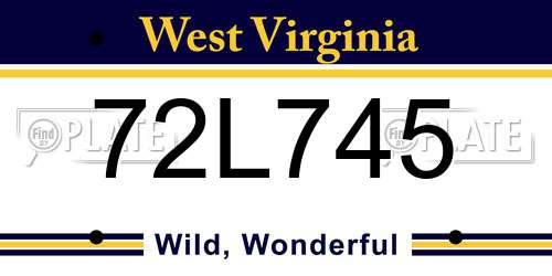 72L745 West Virginia License Plate