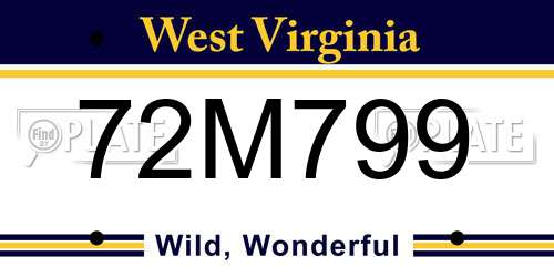 72M799 West Virginia License Plate