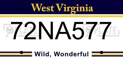 72NA577 West Virginia License Plate