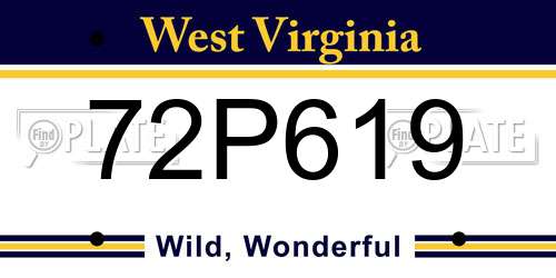 72P619 West Virginia License Plate
