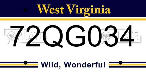 72QG034 West Virginia License Plate