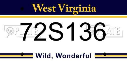 72S136 West Virginia License Plate