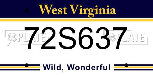 72S637 West Virginia License Plate