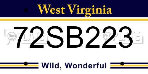 72SB223 West Virginia License Plate