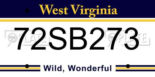 72SB273 West Virginia License Plate