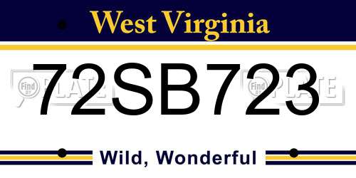 72SB723 West Virginia License Plate