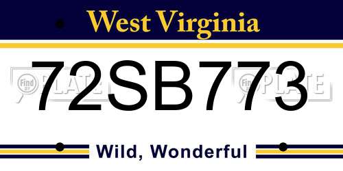 72SB773 West Virginia License Plate