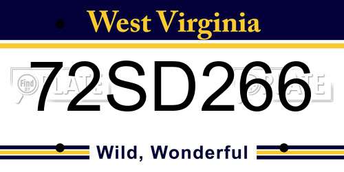 72SD266 West Virginia License Plate