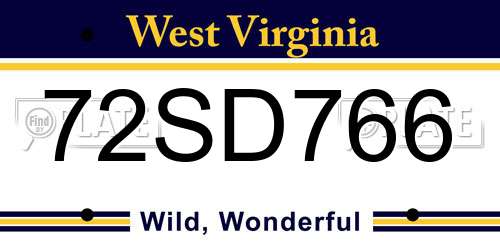 72SD766 West Virginia License Plate
