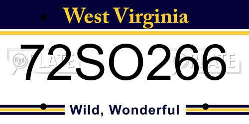 72SO266 West Virginia License Plate