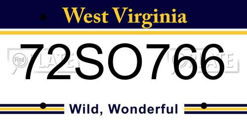 72SO766 West Virginia License Plate