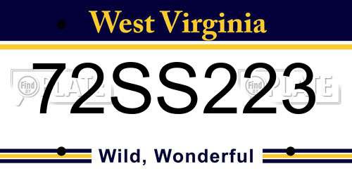 72SS223 West Virginia License Plate
