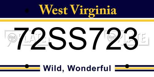 72SS723 West Virginia License Plate