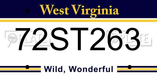 72ST263 West Virginia License Plate