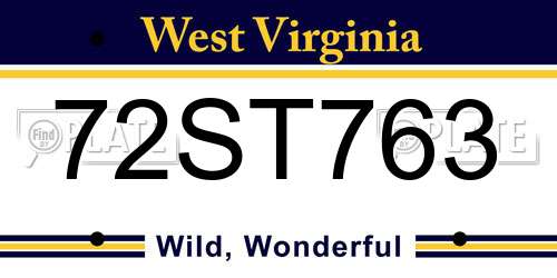 72ST763 West Virginia License Plate