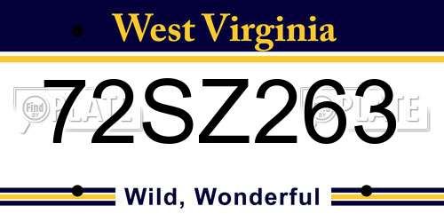 72SZ263 West Virginia License Plate