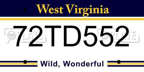 72TD552 West Virginia License Plate