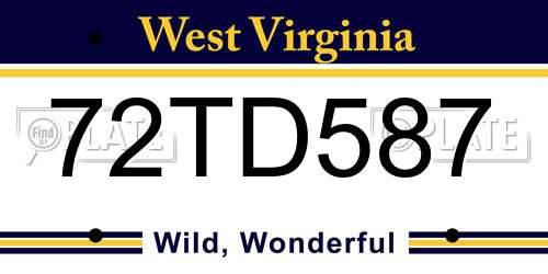 72TD587 West Virginia License Plate