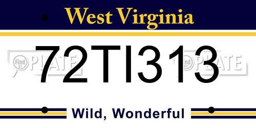 72TI313 West Virginia License Plate
