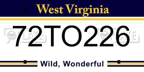 72TO226 West Virginia License Plate