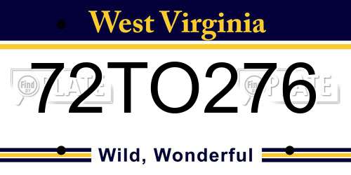 72TO276 West Virginia License Plate