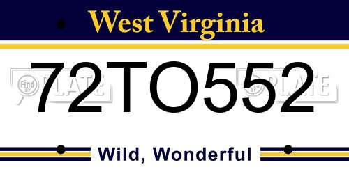 72TO552 West Virginia License Plate