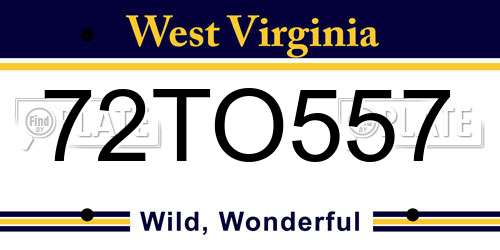 72TO557 West Virginia License Plate
