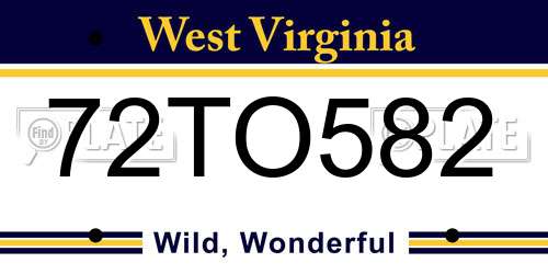 72TO582 West Virginia License Plate
