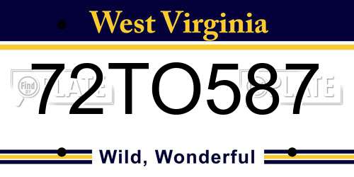 72TO587 West Virginia License Plate