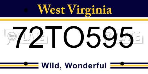72TO595 West Virginia License Plate