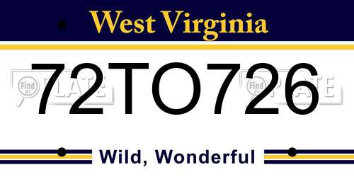 72TO726 West Virginia License Plate