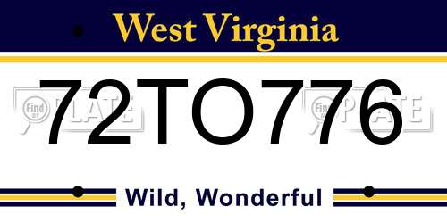 72TO776 West Virginia License Plate