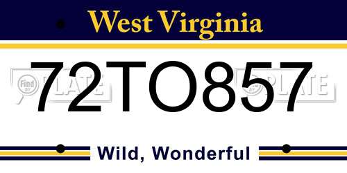 72TO857 West Virginia License Plate