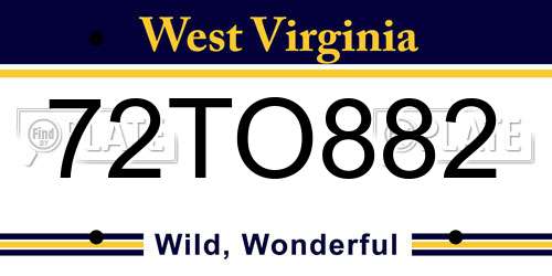 72TO882 West Virginia License Plate