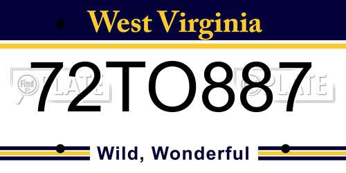 72TO887 West Virginia License Plate