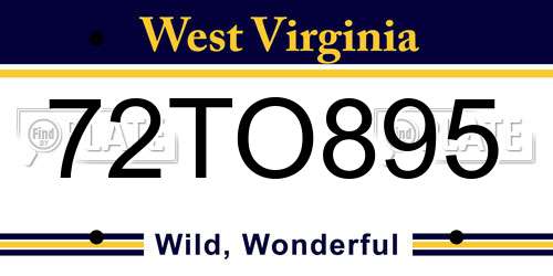 72TO895 West Virginia License Plate