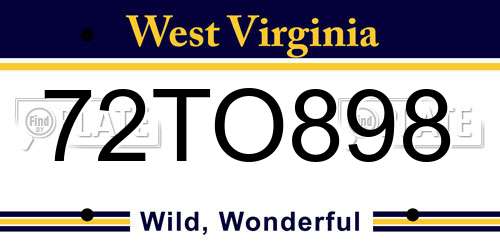 72TO898 West Virginia License Plate
