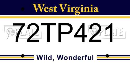 72TP421 West Virginia License Plate