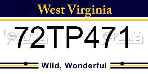 72TP471 West Virginia License Plate
