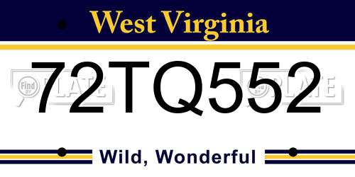 72TQ552 West Virginia License Plate