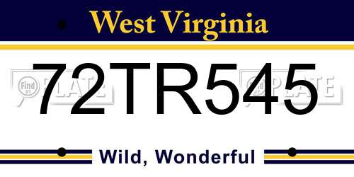 72TR545 West Virginia License Plate