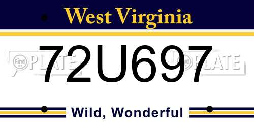 72U697 West Virginia License Plate