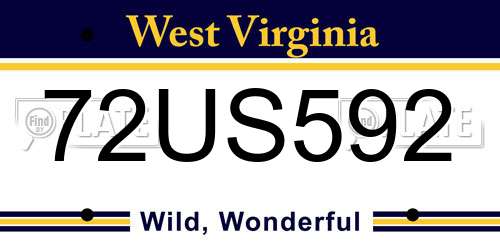 72US592 West Virginia License Plate