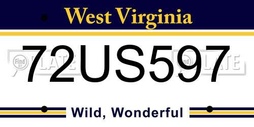 72US597 West Virginia License Plate
